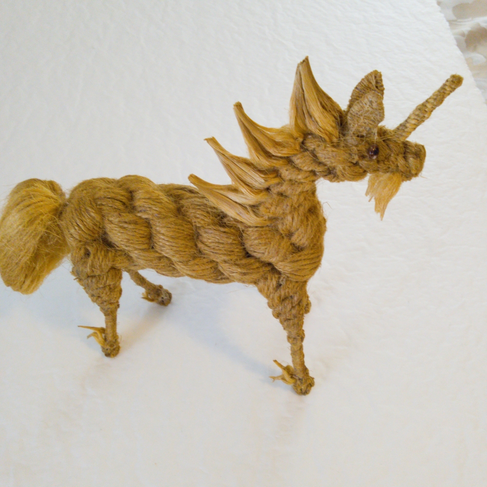 MCM Twine Unicorn Sculpture in Natural Brown